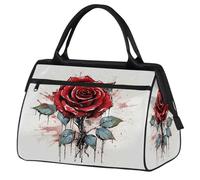 Mexpekil Bolsa de lona para gimnasio, bolsa de viaje deportiva, bolsa de fin de semana para mujeres y hombres, Red Rose Splashes of Ink, Bolsa de viaje
