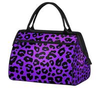 Mexpekil Bolsa de lona para gimnasio, bolsa de viaje deportiva, bolsa de fin de semana para mujeres y hombres, leopardo - morado, Bolsa de viaje