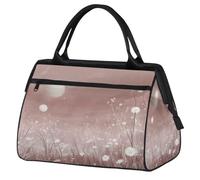 Mexpekil Bolsa de lona para gimnasio, bolsa de viaje deportiva, bolsa de fin de semana para mujeres y hombres, Flores silvestres blancas sobre fondo rosa, Bolsa de viaje