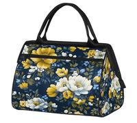 Mexpekil Bolsa de lona para gimnasio, bolsa de viaje deportiva, bolsa de fin de semana para mujeres y hombres, Flores amarillas y blancas, Bolsa de viaje