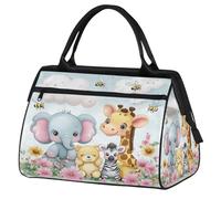 Mexpekil Bolsa de lona para gimnasio, bolsa de viaje deportiva, bolsa de fin de semana para mujeres y hombres, Lindo animal elefante jirafa cebra, Bolsa de viaje