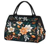 Mexpekil Bolsa de lona para gimnasio, bolsa de viaje deportiva, bolsa de fin de semana para mujeres y hombres, Flores naranjas y blancas, Bolsa de viaje