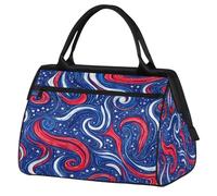 Mexpekil Bolsa de lona para gimnasio, bolsa de viaje deportiva, bolsa de fin de semana para mujeres y hombres, Rayas de estrellas blancas y azules, Bolsa de viaje