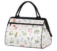 Mexpekil Bolsa de lona para gimnasio, bolsa de viaje deportiva, bolsa de fin de semana para mujeres y hombres, Flores silvestres coloridas blancas, Bolsa de viaje