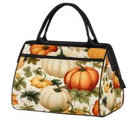 Mexpekil Bolsa de lona para gimnasio, bolsa de viaje deportiva, bolsa de fin de semana para mujeres y hombres, Vid de calabazas naranjas y blancas, Bolsa de viaje