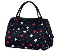 Mexpekil Bolsa de lona para gimnasio, bolsa de viaje deportiva, bolsa de fin de semana para mujeres y hombres, Estrellas blancas y rojas, Bolsa de viaje