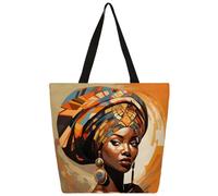 Mexpekil Bolsa de lona para niñas africanas para mujeres y niñas, bolsas de compras reutilizables grandes para mujer, bolsa de hombro multiusos