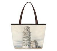 Mexpekil Bolsa de mano reutilizable para mujer, ciudad italiana, gran capacidad, bonita bolsa de hombro para compras, comestibles, trabajo, libro, Italian City Country, Small