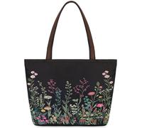 Mexpekil Bolsa de mano reutilizable para mujer, diseño de flores silvestres, gran capacidad, bonita bolsa de hombro para ir de compras, comestibles, trabajo, libro, Planta de flores silvestres, Small
