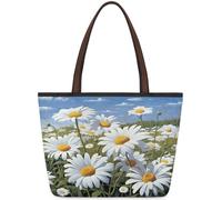 Mexpekil Bolsa de mano reutilizable para mujer, diseño de flores silvestres, granja, campo, naturaleza, botánico, gran capacidad, bonita bolsa de hombro para ir de compras, comestibles, trabajo, libro