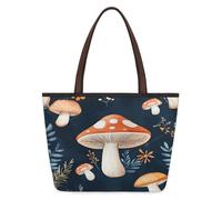 Mexpekil Bolsa de mano reutilizable para mujer, diseño de hongos retro botánicos, floral, gran capacidad, bonita bolsa de hombro para ir de compras, comestibles, trabajo, libro, Setas botánicas