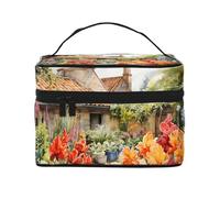 Mexpekil Bolsa de maquillaje de viaje, bolsa de cosméticos de gran capacidad, organizador de maquillaje, bolsa de almacenamiento portátil para mujeres y niñas, Garden Village, Talla única