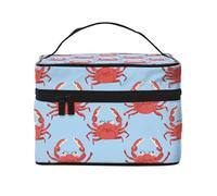 Mexpekil Bolsa de maquillaje de viaje, bolsa de cosméticos de gran capacidad, organizador de maquillaje, bolsa de almacenamiento portátil para mujeres y niñas, Cangrejos rojos de dibujos animados,