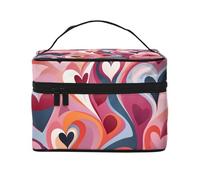 Mexpekil Bolsa de maquillaje de viaje, bolsa de cosméticos de gran capacidad, organizador de maquillaje, bolsa de almacenamiento portátil para mujeres y niñas, Color abstracto de amor, Talla única