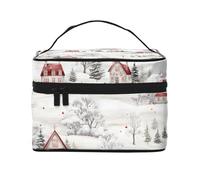 Mexpekil Bolsa de maquillaje de viaje, bolsa de cosméticos de gran capacidad, organizador de maquillaje, bolsa de almacenamiento portátil para mujeres y niñas, Winter Snow Village, Talla única