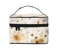 Mexpekil Bolsa de maquillaje de viaje, bolsa de cosméticos de gran capacidad, organizador de maquillaje, bolsa de almacenamiento portátil para mujeres y niñas, Art Gold Stars, Talla única