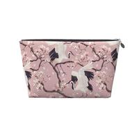 Mexpekil Bolsa de maquillaje impermeable para almacenamiento de cosméticos, pequeña bolsa de maquillaje, portátil, accesorios de viaje, regalos para mujeres, hombres y niñas, Grulla floral, Talla