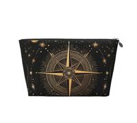 Mexpekil Bolsa de maquillaje impermeable para almacenamiento de cosméticos, pequeña bolsa de maquillaje, portátil, accesorios de viaje, regalos para mujeres, hombres y niñas, Brújula dorada con