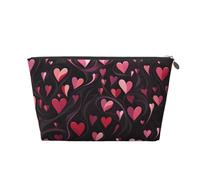 Mexpekil Bolsa de maquillaje impermeable para almacenamiento de cosméticos, pequeña bolsa de maquillaje, portátil, accesorios de viaje, regalos para mujeres, hombres y niñas, Corazones Negros Amor