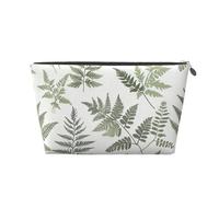 Mexpekil Bolsa de maquillaje impermeable para almacenamiento de cosméticos, pequeña bolsa de maquillaje, portátil, accesorios de viaje, regalos para mujeres, hombres y niñas, Hojas de helecho, Talla