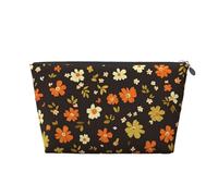 Mexpekil Bolsa de maquillaje impermeable para almacenamiento de cosméticos, pequeña bolsa de maquillaje, portátil, accesorios de viaje, regalos para mujeres, hombres y niñas, Margarita floral linda