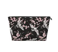 Mexpekil Bolsa de maquillaje impermeable para almacenamiento de cosméticos, pequeña bolsa de maquillaje, portátil, accesorios de viaje, regalos para mujeres, hombres y niñas, Flor de cerezo grulla