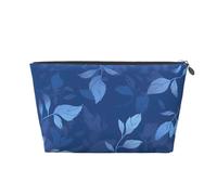Mexpekil Bolsa de maquillaje impermeable para almacenamiento de cosméticos, pequeña bolsa de maquillaje, portátil, accesorios de viaje, regalos para mujeres, hombres y niñas, Blue Leaves Boho, One