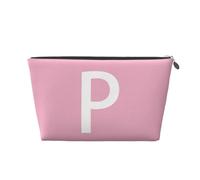 Mexpekil Bolsa de maquillaje impermeable para almacenamiento de cosméticos, pequeña bolsa de maquillaje, portátil, accesorios de viaje, regalos para mujeres, hombres y niñas, Letra P blanca, Talla