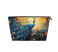 Mexpekil Bolsa de maquillaje impermeable para almacenamiento de cosméticos, pequeña bolsa de maquillaje, portátil, accesorios de viaje, regalos para mujeres, hombres y niñas, Patrón de pavo real, One