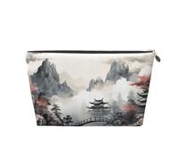 Mexpekil Bolsa de maquillaje impermeable para almacenamiento de cosméticos, pequeña bolsa de maquillaje, portátil, accesorios de viaje, regalos para mujeres, hombres y niñas, Ink Nature Scenery, One