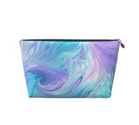 Mexpekil Bolsa de maquillaje impermeable para almacenamiento de cosméticos, pequeña bolsa de maquillaje, portátil, accesorios de viaje, regalos para mujeres, hombres y niñas, Líquido azul y morado