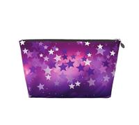 Mexpekil Bolsa de maquillaje impermeable para almacenamiento de cosméticos, pequeña bolsa de maquillaje, portátil, accesorios de viaje, regalos para mujeres, hombres y niñas, Galaxy Stars Morado, One