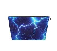 Mexpekil Bolsa de maquillaje impermeable para almacenamiento de cosméticos, pequeña bolsa de maquillaje, portátil, accesorios de viaje, regalos para mujeres, hombres y niñas, Patrón de rayo azul