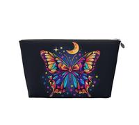 Mexpekil Bolsa de maquillaje impermeable para almacenamiento de cosméticos, pequeña bolsa de maquillaje, portátil, accesorios de viaje, regalos para mujeres, hombres y niñas, Luna Estrella Mariposa
