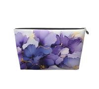 Mexpekil Bolsa de maquillaje impermeable para almacenamiento de cosméticos, pequeña bolsa de maquillaje, portátil, accesorios de viaje, regalos para mujeres, hombres y niñas, Mármol morado floral