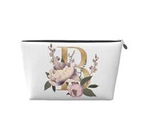 Mexpekil Bolsa de maquillaje impermeable para almacenamiento de cosméticos, pequeña bolsa de maquillaje, portátil, accesorios de viaje, regalos para mujeres, hombres y niñas, Letra B de flor, One Size