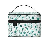 Mexpekil Bolsa de maquillaje para mujer, bolsa de cosméticos de viaje de gran capacidad, organizador de maquillaje, bolsa de almacenamiento portátil para mujeres y niñas, Geen Clover Branch, Talla
