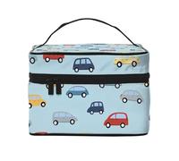 Mexpekil Bolsa de maquillaje para mujer, bolsa de cosméticos de viaje de gran capacidad, organizador de maquillaje, bolsa de almacenamiento portátil para mujeres y niñas, Cars de dibujos animados,