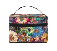 Mexpekil Bolsa de maquillaje para mujer, bolsa de cosméticos de viaje de gran capacidad, organizador de maquillaje, bolsa de almacenamiento portátil para mujeres y niñas, Mandala floral colorido,