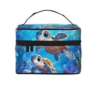 Mexpekil Bolsa de maquillaje para mujer, bolsa de cosméticos de viaje de gran capacidad, organizador de maquillaje, bolsa de almacenamiento portátil para mujeres y niñas, Baby Turtle Sea, Talla única