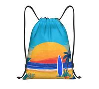 Mexpekil Bolsa de polietileno impermeable con cordón de flores de hibisco y puesta de sol tropical, bolsa de natación, pequeña bolsa de cuerda para gimnasio, Flor de hibisco tropical costero, S