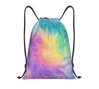 Mexpekil Bolsa de polietileno impermeable con cordón para el gimnasio, diseño de arcoíris claro, Light Rainbow Rendering Swirl, M, Minimalista