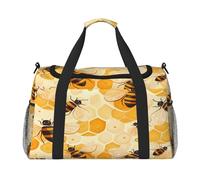 Mexpekil Bolsa de viaje con diseño de colmena, diseño de panal de abeja, para mujeres y hombres, deportiva, gimnasio, bolsa ligera para fin de semana con correa para el hombro, multicolor, Talla única