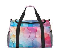 Mexpekil Bolsa de viaje con patrón de fragmentos de vidrio colorido, bolsa de mano para mujeres y hombres, deportiva, gimnasio, bolsa ligera para fin de semana con correa para el hombro, multicolor