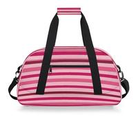 Mexpekil Bolsa de viaje de gimnasio para niñas y niños, bolsa de mano impermeable para deportes, baile, escuela, Rayas rojas y rosas