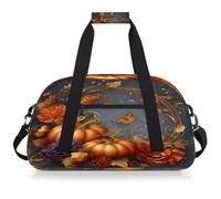 Mexpekil Bolsa de viaje de gimnasio para niñas y niños, bolsa de mano impermeable para deportes, baile, escuela, Hermosas flores de calabazas otoñales