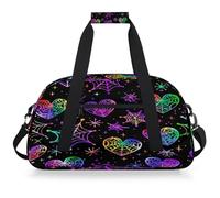 Mexpekil Bolsa de viaje de gimnasio para niñas y niños, bolsa de mano impermeable para deportes, baile, escuela, Telaraña de corazón de neón