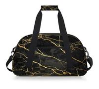 Mexpekil Bolsa de viaje de gimnasio para niñas y niños, bolsa de mano impermeable para deportes, baile, escuela, Textura de mármol negro y dorado