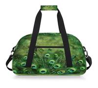 Mexpekil Bolsa de viaje de gimnasio para niñas y niños, bolsa de mano impermeable para deportes, baile, escuela, pluma de pavo real