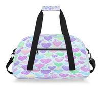 Mexpekil Bolsa de viaje de gimnasio para niñas y niños, bolsa de mano impermeable para deportes, baile, escuela, Corazón de amor arcoíris